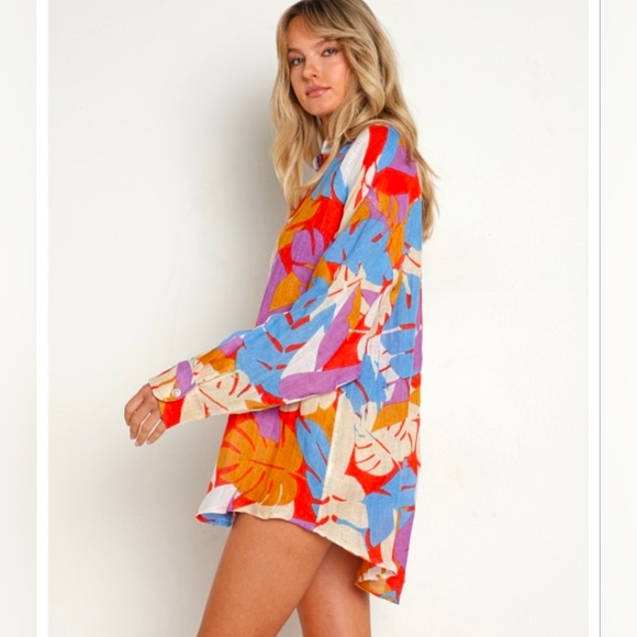 Vitamin A Tops - Vitamin A Playa Shirt Dress Tropical Print